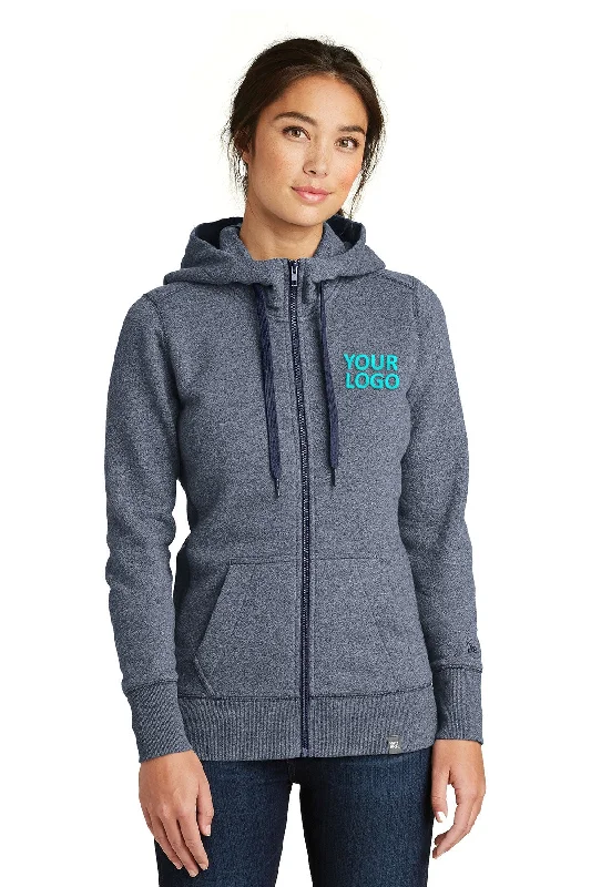 New Era Ladies French Terry Custom Zip Hoodies, True Navy Twist Athletic Women's 