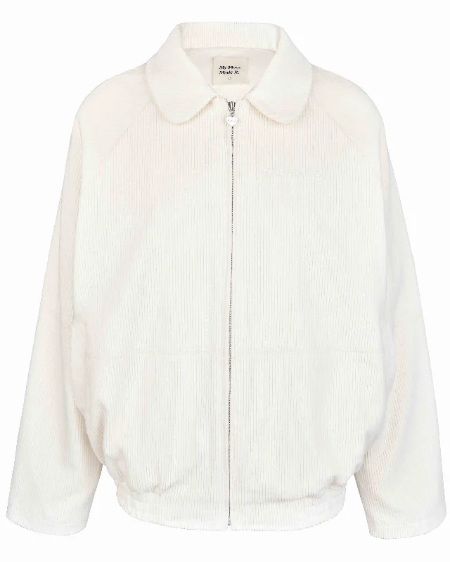 Cord Casual Jacket - Cream Elegant Women's Formal 