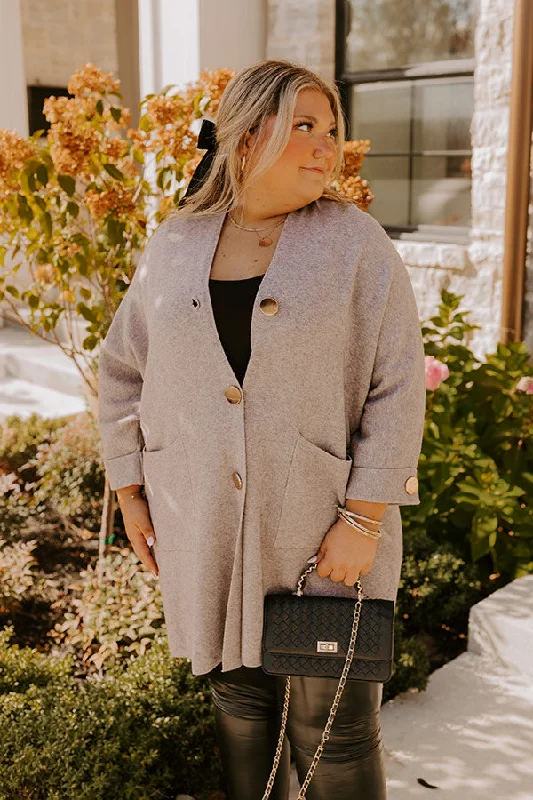 Coffee Aroma Oversized Cardigan in Taupe Bohemian Women's Free