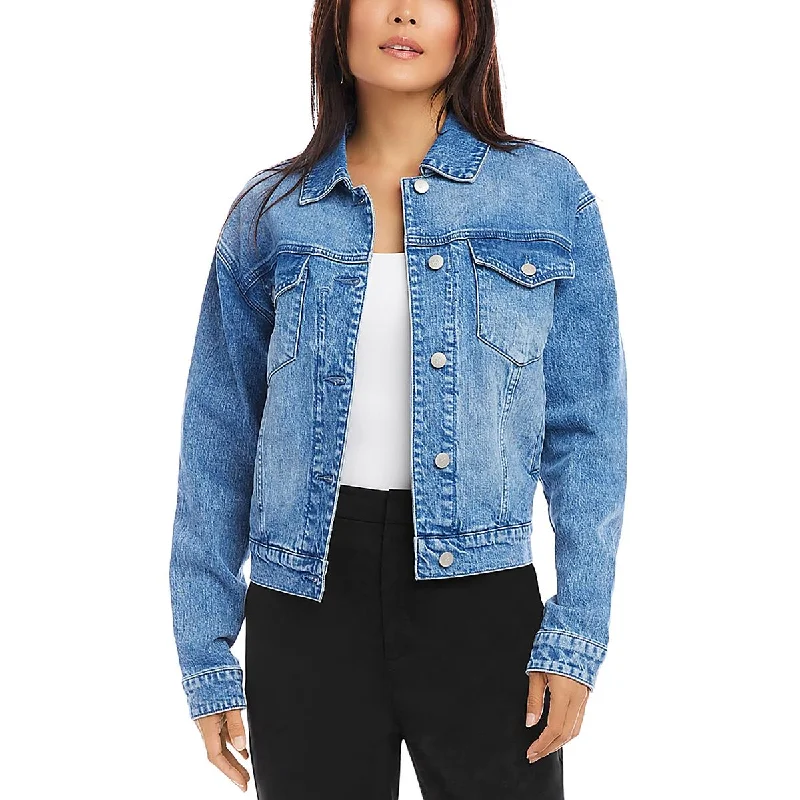 Womens Solid Outerwear Denim Jacket Minimalist Women's Casual
