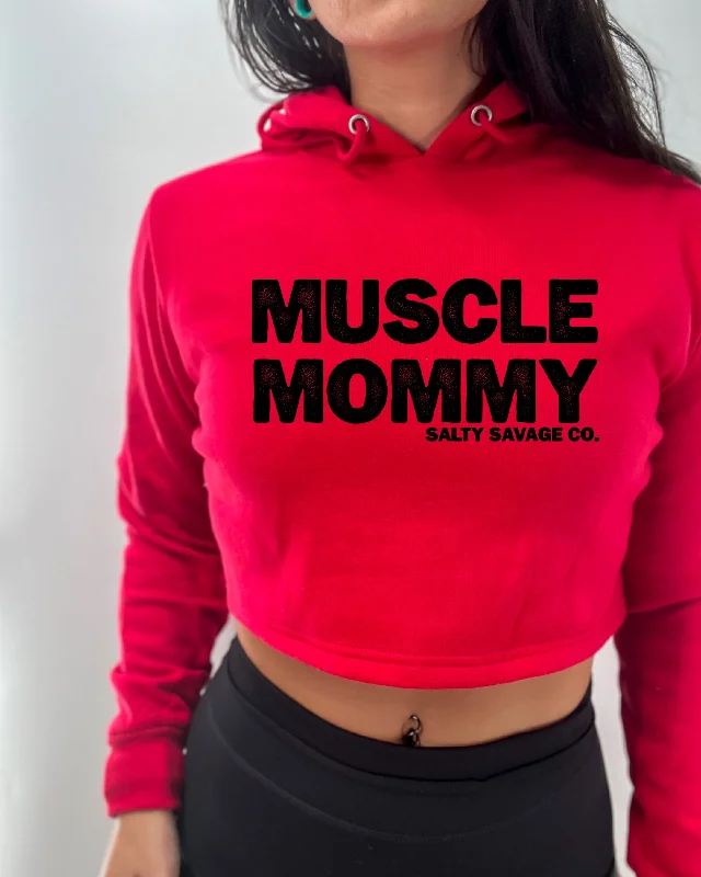 Salty Savage Ladies "MUSCLE MOMMY" Cropped Hoodie Streetwear Style for 