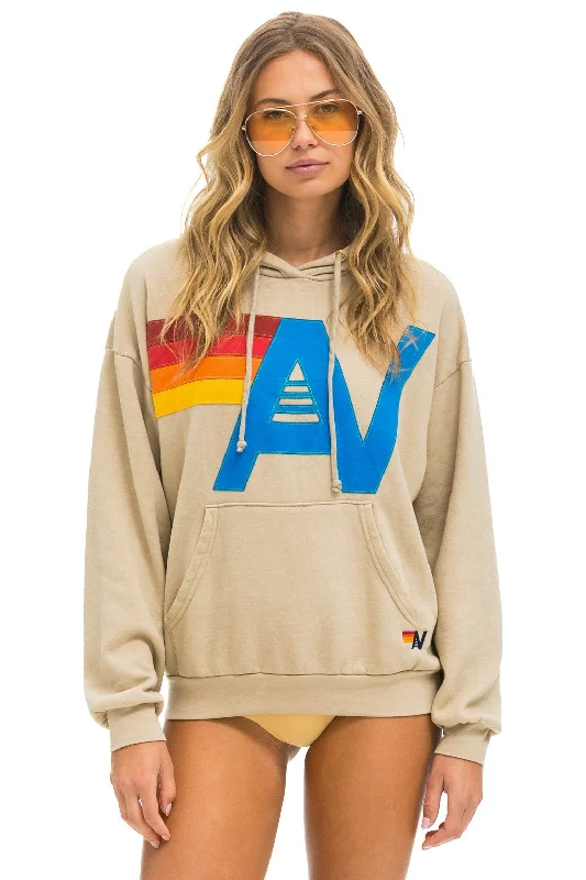 LOGO STITCH PULLOVER RELAXED HOODIE - SAND Trendy Women's Oversized