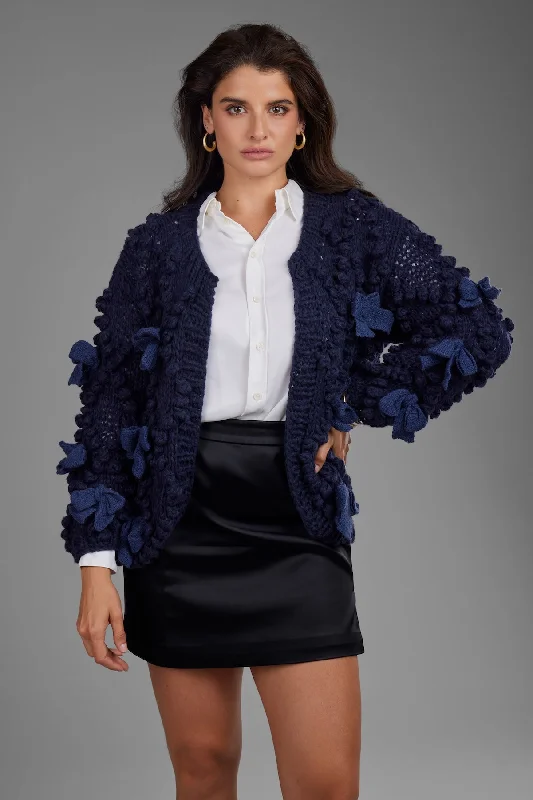 Textured  Bow Cardigan Refined Women's Classic 