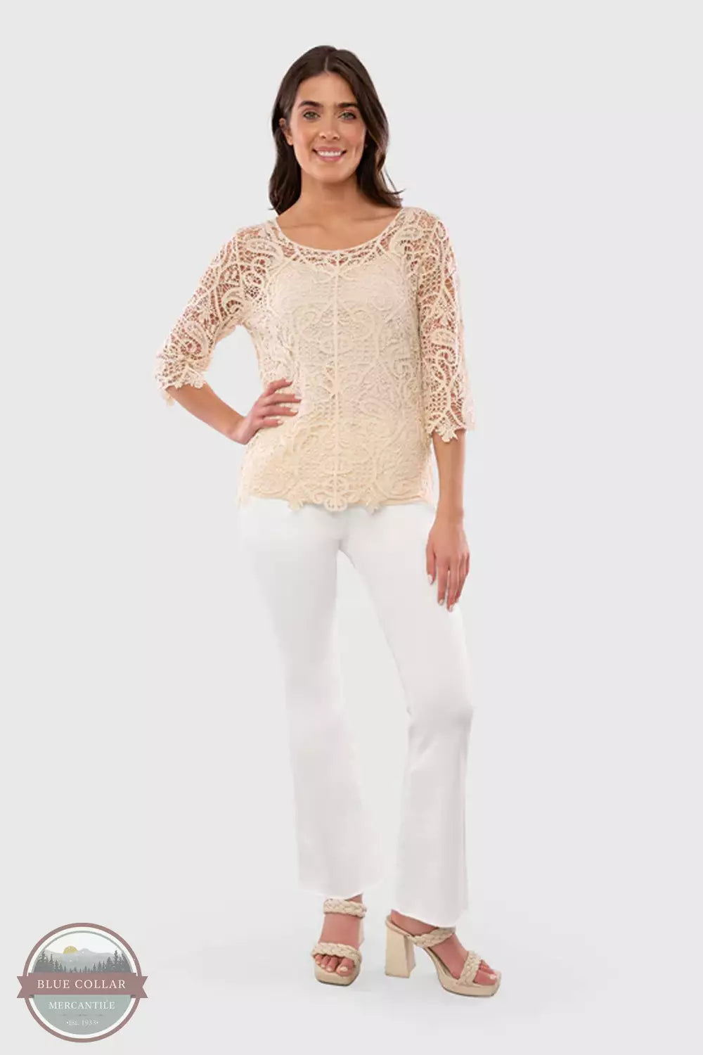 Sateen Stretch Flare Jeans PLHOP0002 Geometric