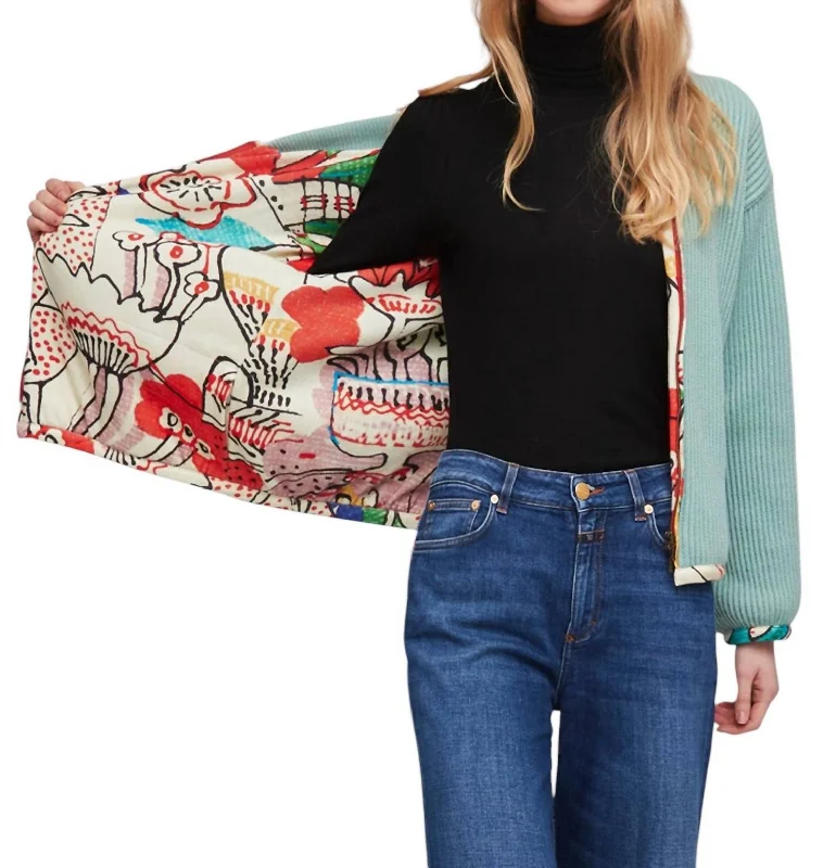 Ofelia Reversible Jacket In Aqua Sophisticated Women's 
