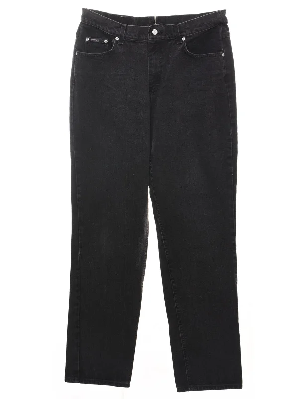 High Waist Black Lee Tapered Jeans - W33 L32 Geometric