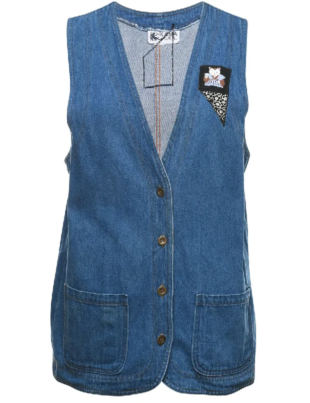 Medium Wash Denim Jacket Vest - L Minimalist Women's Casual