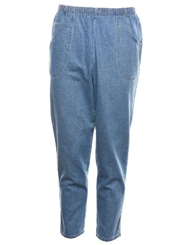Tapered Light Wash Denim Trousers - W26 L28 Refined Women's Hand - crafted