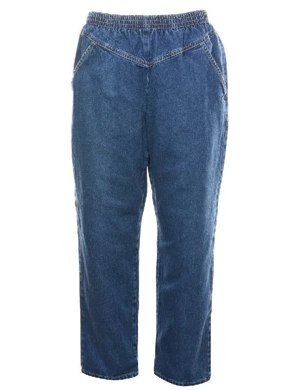 Medium Wash Casual Denim Trousers - W30 L28 Sleek Women's 
