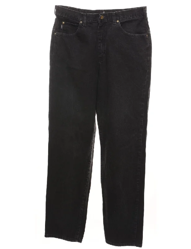 High Waist Black Lee Tapered Jeans - W34 L32 Relaxed Women's Beachy