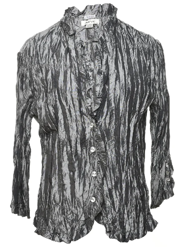 Silver Metallic Ruched Evening Jacket - M Laid - back Women's Style