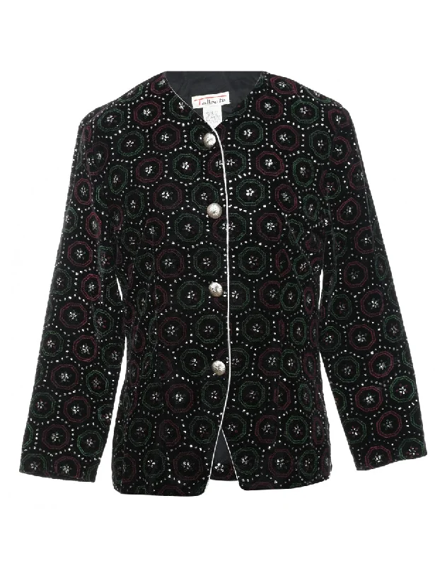 Sparkly Effect Patterned Velvet Evening Jacket - M Sleek Women's 