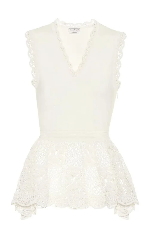 Lace-details Peplum Top Dapper Women's 1920S