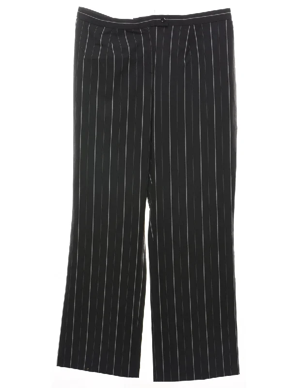 Pinstriped Black & White Trousers - W36 L31 Athletic Women's 