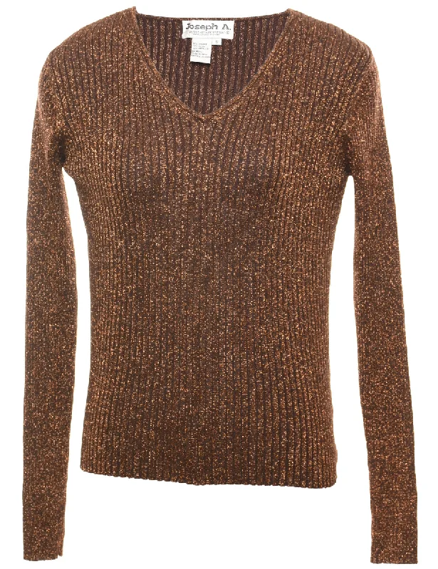 Lurex Thread Pattern Jumper - S Feminine Women's Soft 