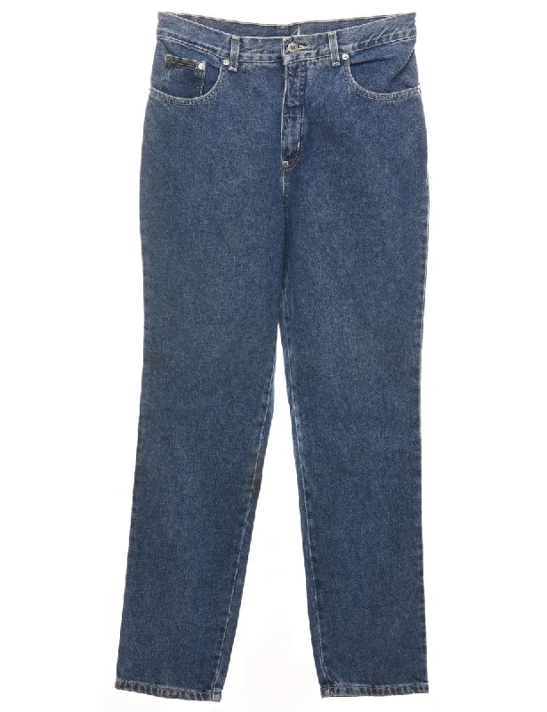 High Waist Medium Wash Tapered Jeans - W31 L30 Scandinavian