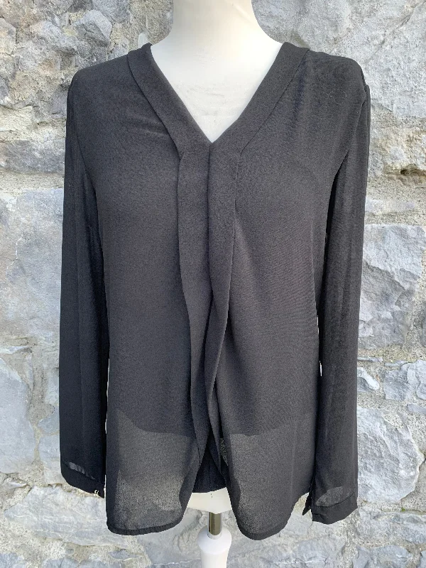 Black sheer top  uk 12 Artistic Women's Hand - painted