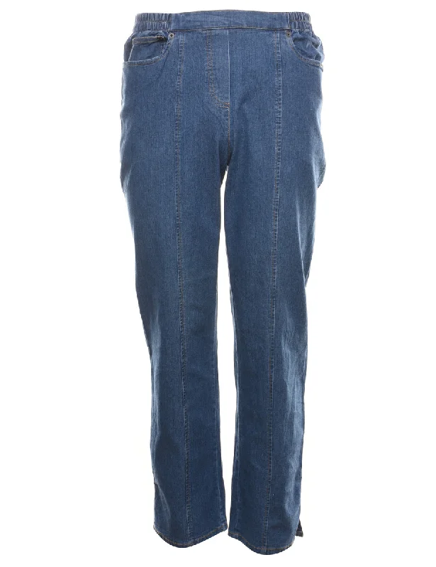 High Waist Medium Wash Denim Trousers - W26 L28 Sustainable Organic