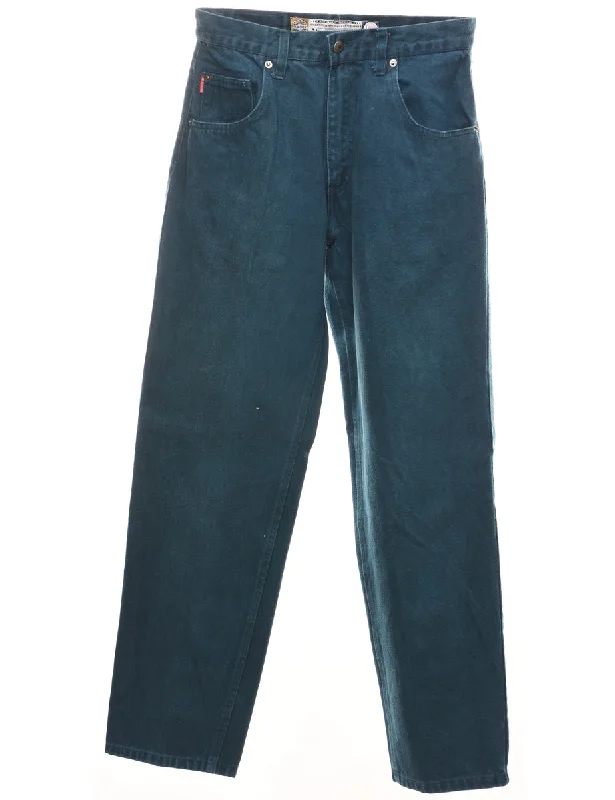 Teal Mid-Rise Tapered Jeans - W30 L32 Athletic Women's 