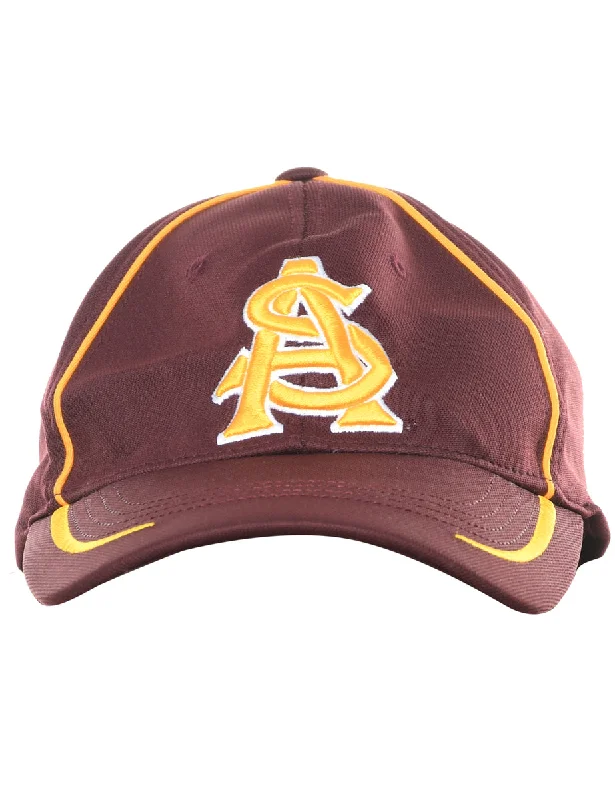 Maroon Embroided Cap - XS Unique Women's Upcycled