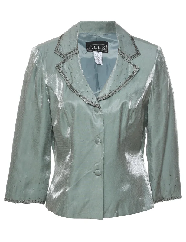 Classic Silver Metallic Evening Jacket - M European