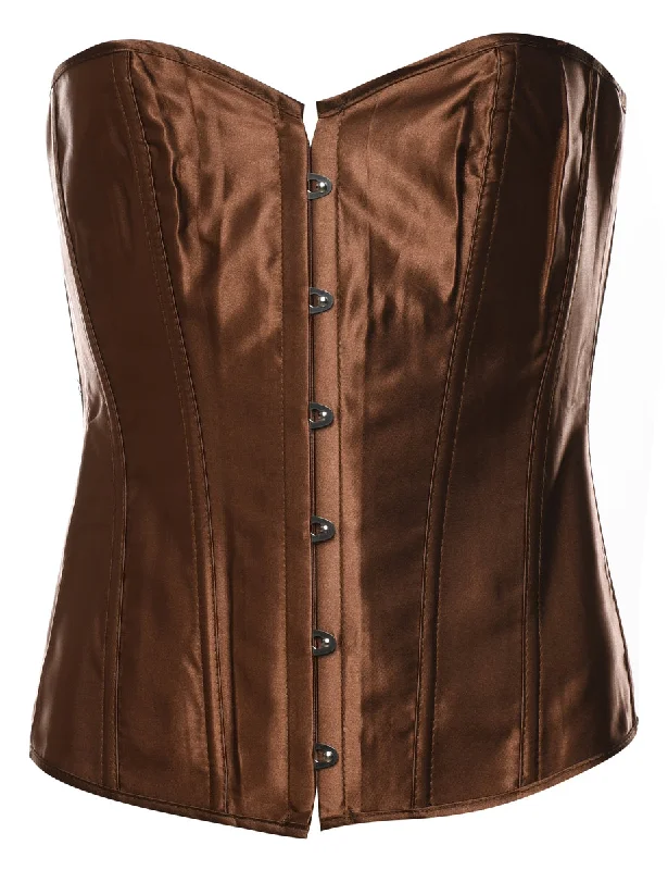 Brown Metallic Shiny Bustier - M Hip Women's Retro