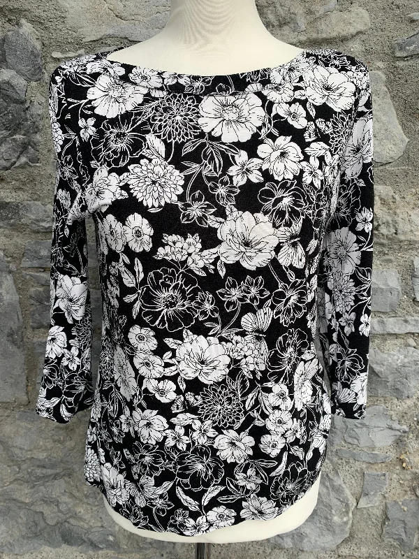 Black&white floral top  uk 8 Athletic Women's 