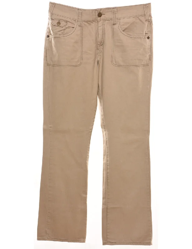 Levi's Beige Straight-Leg Trousers - W35 L34 Dynamic Women's Moto