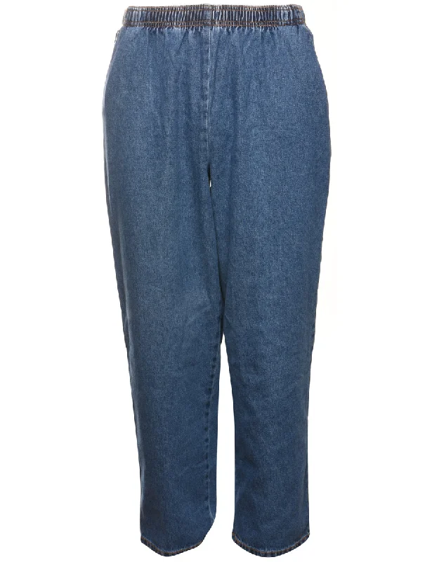 Medium Wash Tapered Denim Trousers - W28 L27 Cozy Women's Winter