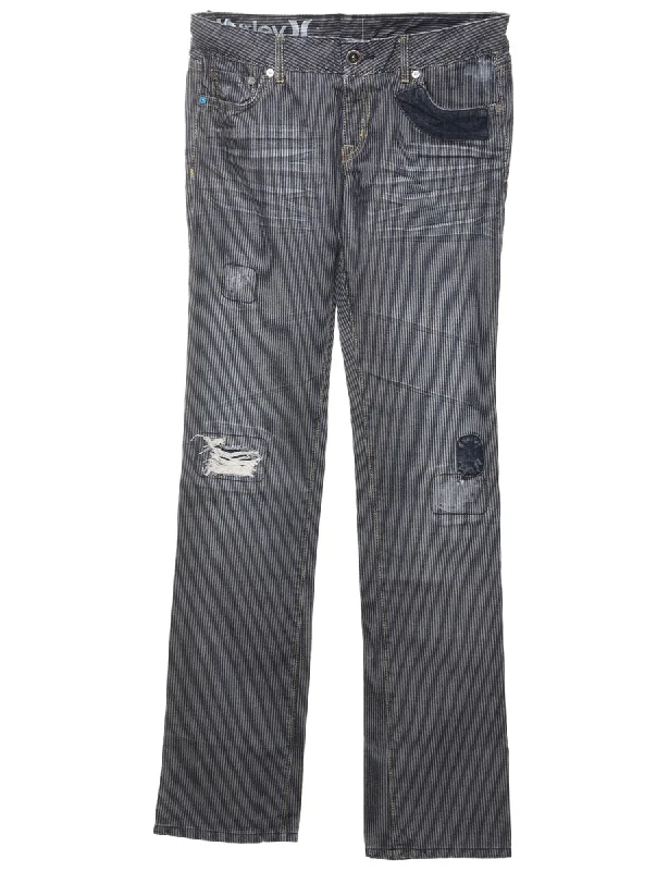 Pinstripes Straight Fit Jeans - W28 L34 Stylish Women's Tropical 