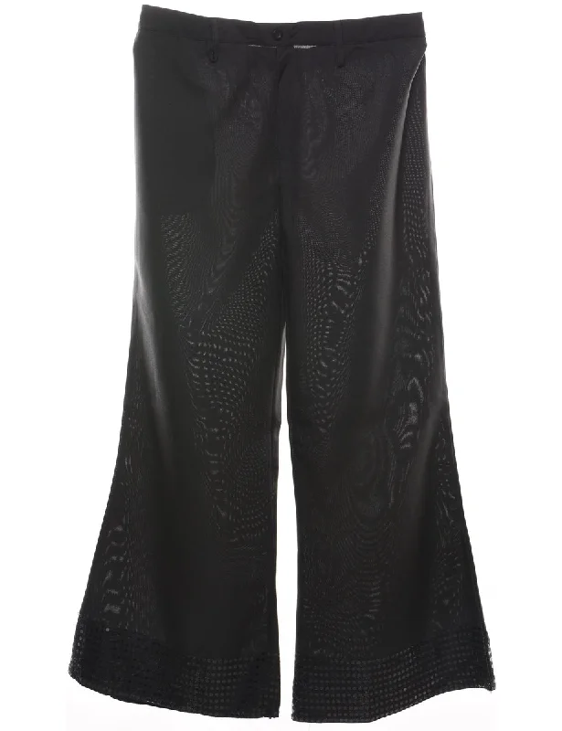 Black Sheer Flared Trousers - W37 L33 Confident Women's Power