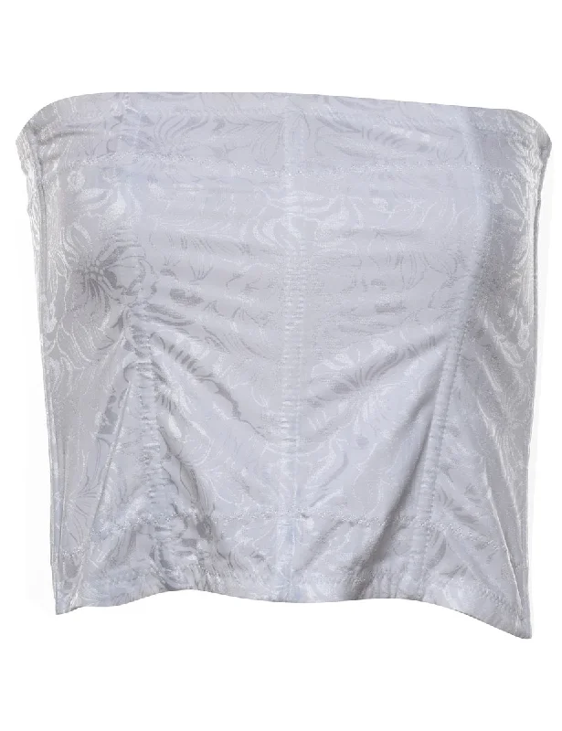 Jacquard Pattern White Corset - S Edgy Women's Punk