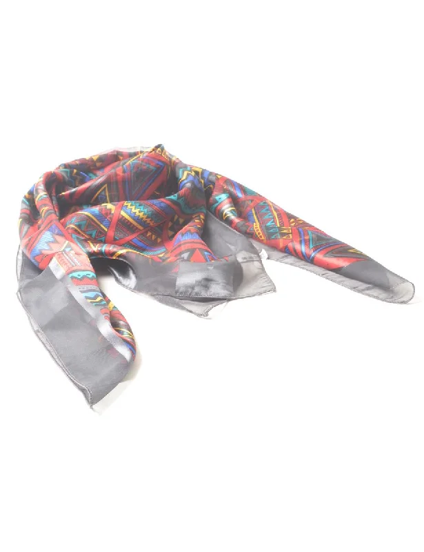 Geometric Pattern Head Scarf - L Earthy Women's Hemp - based
