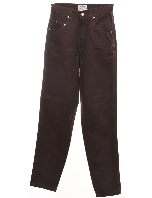 Dark Brown High Waist Tapered Jeans - W24 L30 Adventure