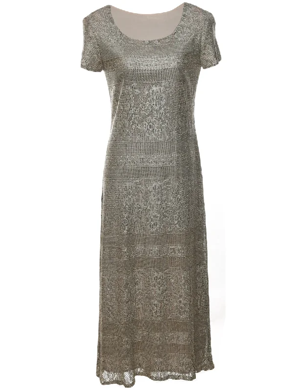 Light Brown Evening Dress - M Geometric