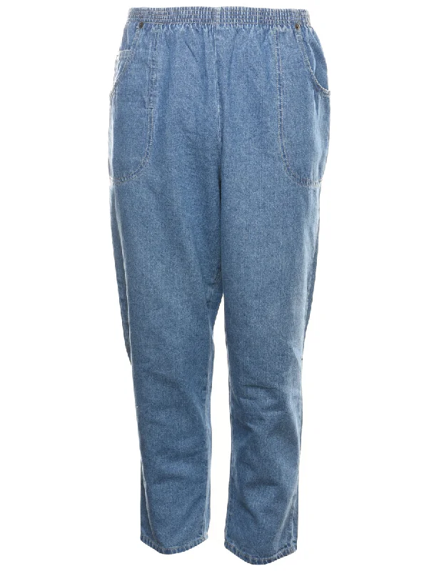 Medium Wash Tapered Denim Trousers - W30 L25 Sustainable Organic