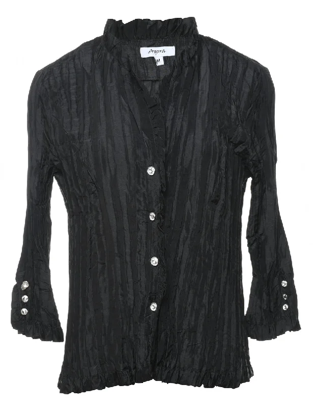 Black Diamonte Button Evening Jacket - M British Gentlewoman Style