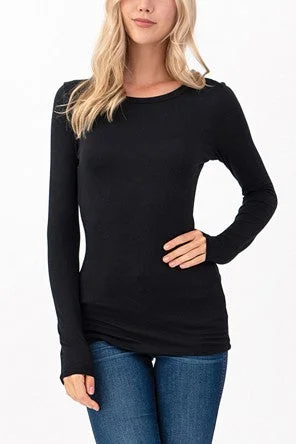 Round Neck Fitted Tee Black Sustainable Organic