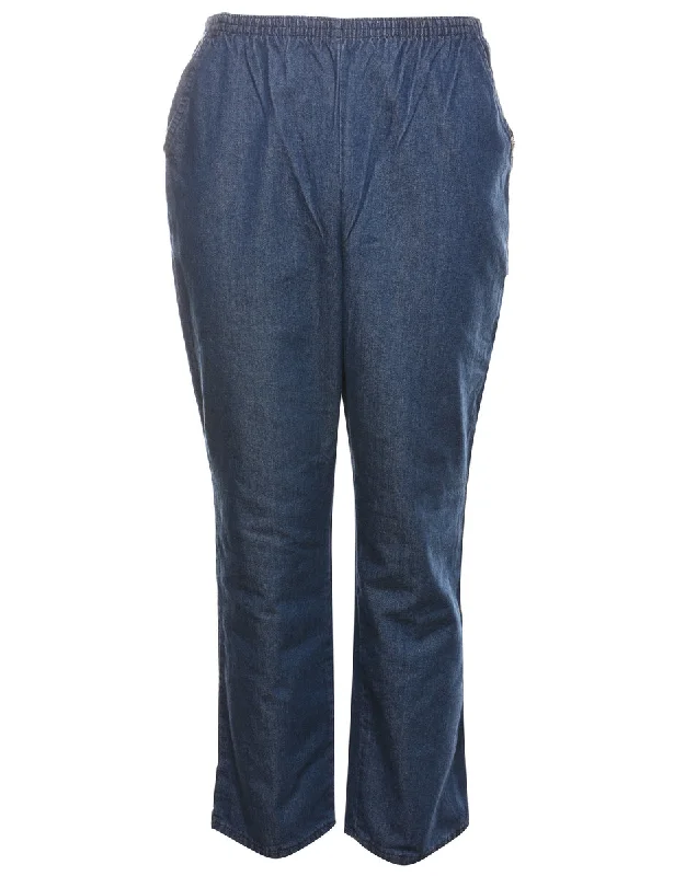 Dark Wash Tapered Denim Trousers - W26 L27 Trendy Women's Oversized