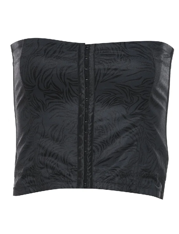Jacquard Pattern Black Bandeau Top - S Women