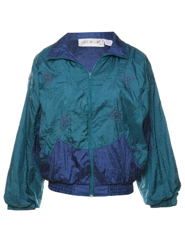 Navy & Dark Green Contrast Nylon Jacket - S Modern Women's Tech