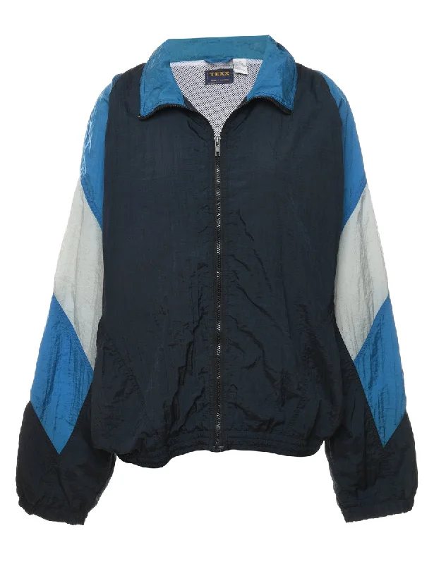 Navy Blue & Grey Contrast Panel Nylon Jacket - L Adventure