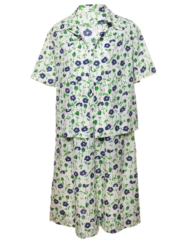 Floral Print Dress - M Artistic Women's Hand - painted