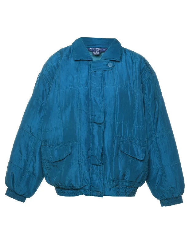 Blue Silk Shiny Metallic Jacket - L Cool Women's Skate