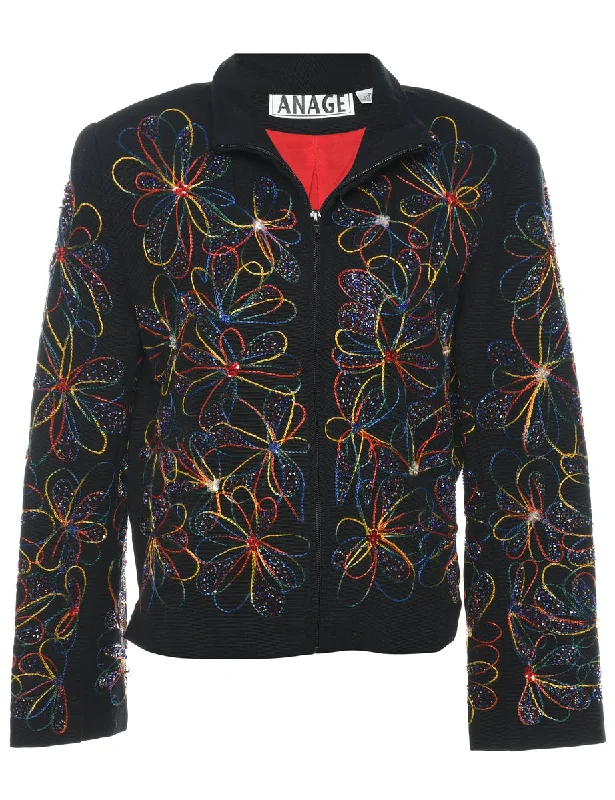 Embroidered Floral Multi-Colour Jacket - M Dynamic Women's Moto