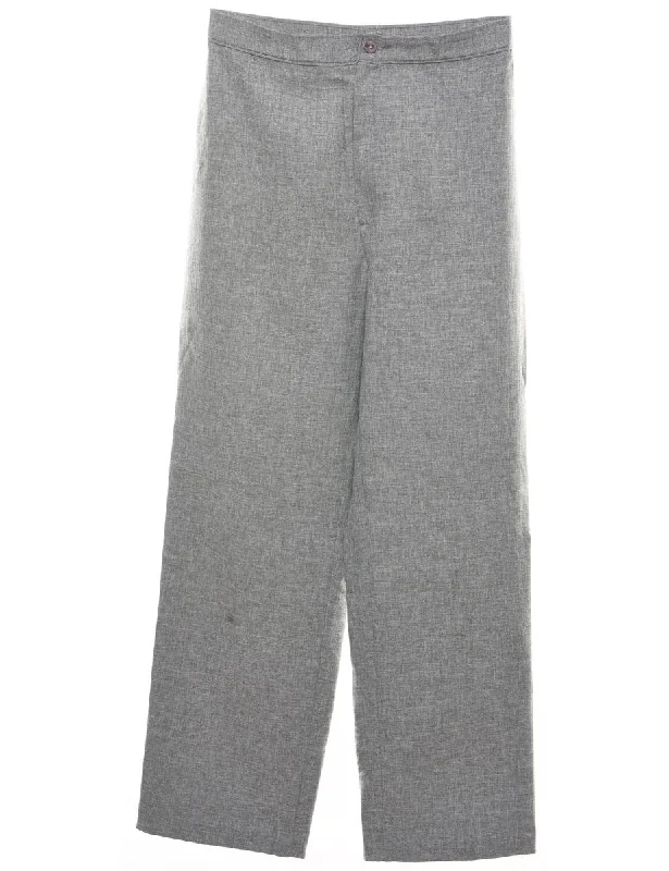 Grey Classic Wide-Leg Trousers - W31 L30 Hip Women's Retro
