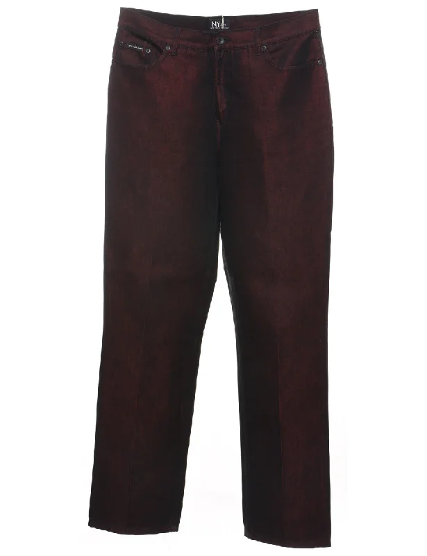 1990s Maroon & Black Tapered Jeans - W32 L33 Bohemian Women's Free