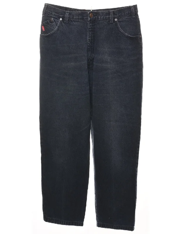 Black Relaxed Fit Tapered Jeans - W32 L28 Sleek Women's Metallic