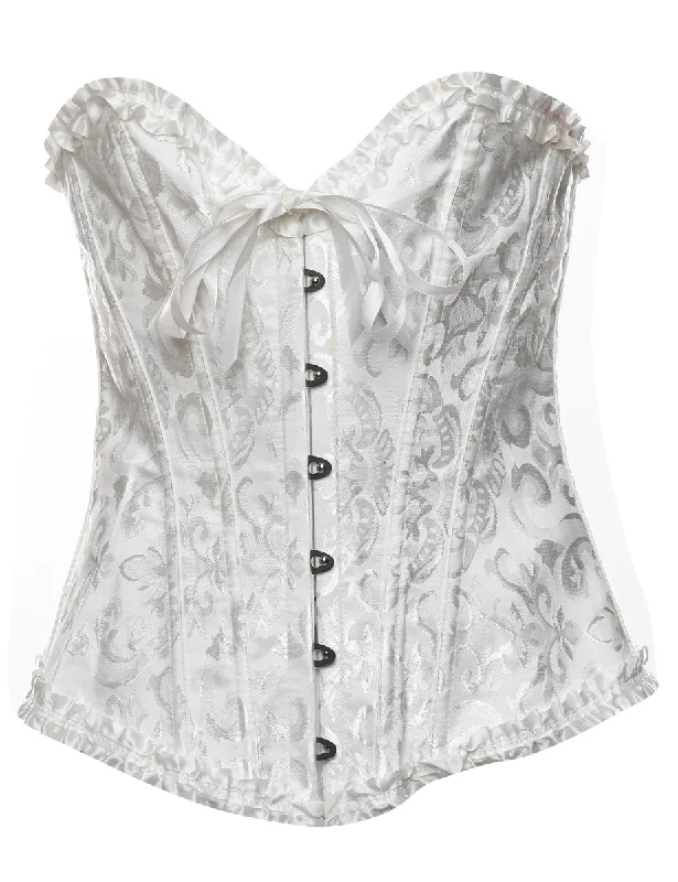 White Brocade Shiny Corset  - S Rugged Women's Outdoor 