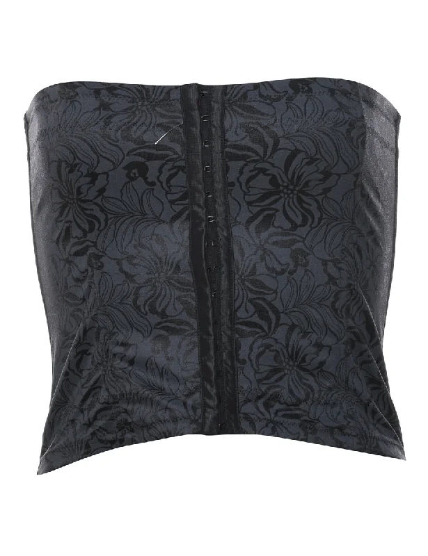 Jacquard Pattern Black Floral Bustier - S Contemporary 